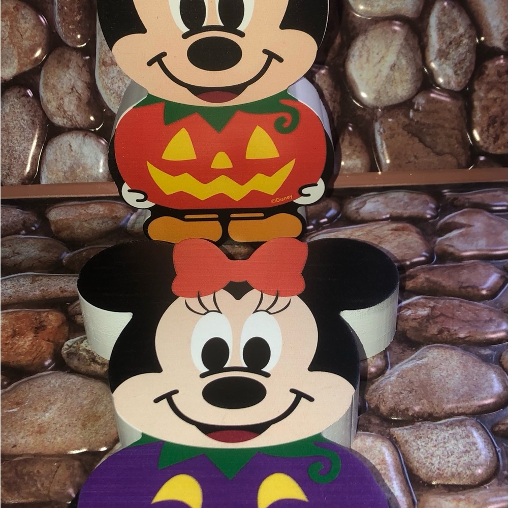 🎃 Halloween Mickey and Minnie Wooden Figures